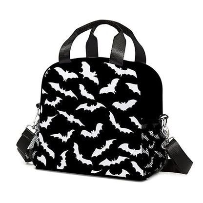 Bats Halloween Lunch Bag Insulated Lunch Box Large Capacity Meal Tote for Kids Women Men Cooler Bag Waterproof Adjustable Shoulder Strap Bat Lunch Tote for Work School Picnic Travel Hiking Office - color: Bat02