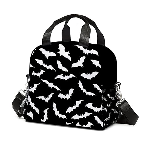 Bats Halloween Lunch Bag Insulated Lunch Box Large Capacity Meal Tote for Kids Women Men Cooler Bag Waterproof Adjustable Shoulder Strap Bat Lunch Tote for Work School Picnic Travel Hiking Office - color: Bat02
