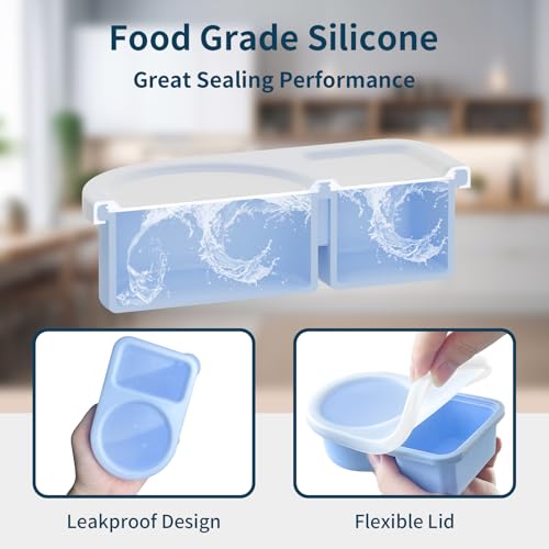 5 Pack Silicone Snack Containers with Lids, Reusable Snackle Box, 8 oz | 2 Compartments, Rainbow