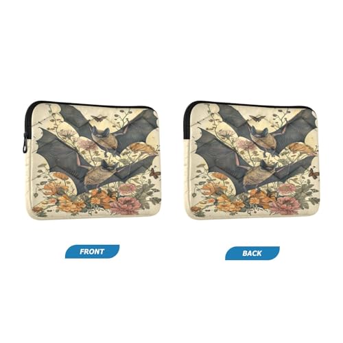 Goth Bat Flowers Laptop Sleeve 13 inch Cute Laptop Bag 14 inch Waterproof Computer Bag for Women Laptop Accessories Computer Cover Bag for Tablet Men, A06D24018 - color: Goth Bat Flowers
