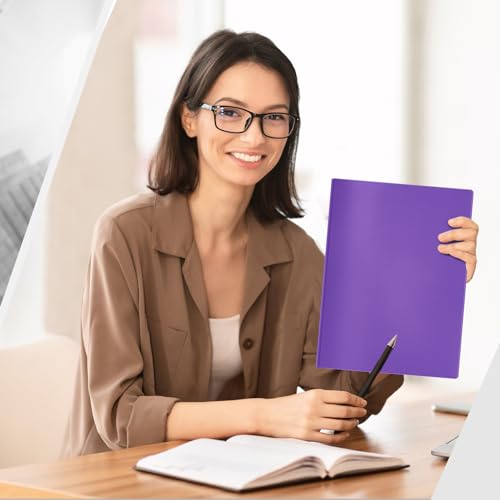 Gueevin 50 Pcs Plastic Folders with Pockets, Back to School Two Pocket Folder Fit Letter Size, Heavy Duty School Business Card Holder for Home Office, 11. 61 x 9. 45 Inches (Purple) - color: Purple