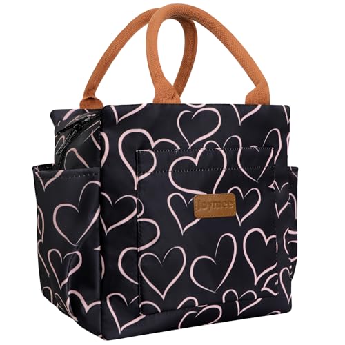 Joymee Insulated Lunch Bag For Women Reusable Leakproof - Love Heart | Spacious Storage, Bottle Holder & Pockets, Leakproof Insulated, for Work, Travel, Picnic, Daily Use, for Adult - color: 04 Love Heart
