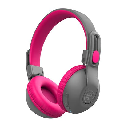 JLab, JBuddies Studio 2, Kids Headphones, Wireless Bluetooth On Ear, Volume Limiting, Foldable, Grey/Pink