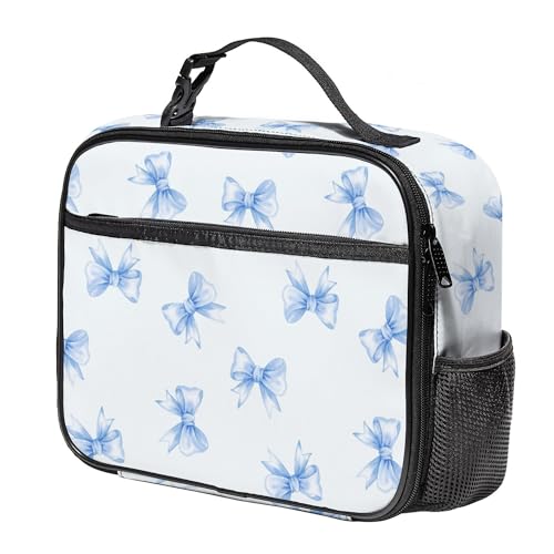 WOBAGMEN Bow Lunch Box for Kids, Cute Insulated Lunch Bag for Boys Girls,Waterproof Lunch Box with Water Bottle Holder for Teens Adults Picnic Travel Back to School (Blue Big Bow) - color: Blue Big Bow