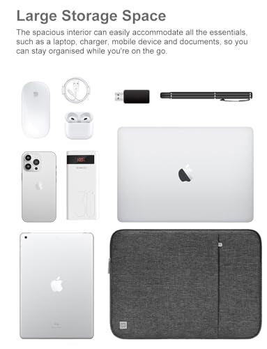 DOMISO Laptop Case Laptop Sleeve Cover Compatible with 14 inch MacBook Pro M4/M3/M2/M1 Pro/Max 2024-2021, Compatible with 13.3 inch HP Dell ASUS Notebook, Water-Resistant Bag with Pocket, Dark Grey - color: Dark Grey, size: 13-13.3 inch
