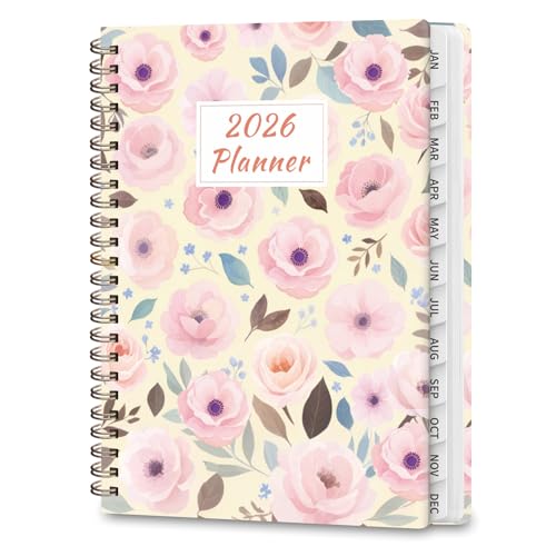 2026 Planner, Weekly and Monthly Calendar Planner Agenda, Jan 2026 - Dec 2026, Planning Academic Book, Office Desk Accessories and School Supplies - A5 (6.3'' x 8.5'') - color: C-Blush Blooms