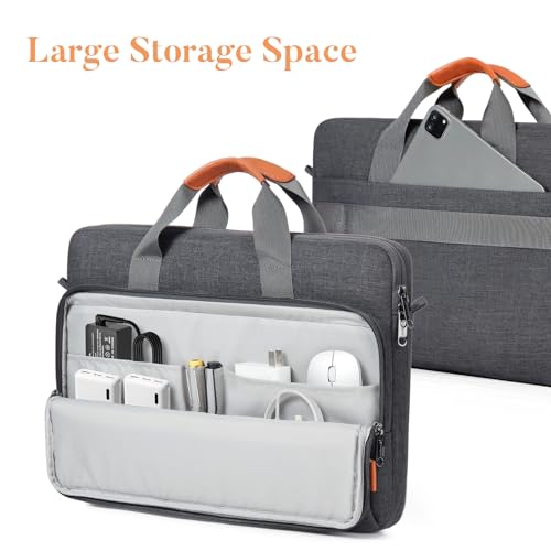 bagasin 17 17.3 18 inch Laptop Bag Carrying Case | Water-Repellent Fabric Computer PC Shoulder Briefcase, Lightweight Toploader, Business Casual or School - color: Grey, size: 17.3