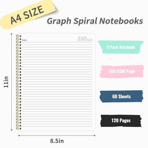 Hard Cover Notebook 8.5" x 11", 120 Pages A4 Spiral Notebook College Ruled Notebook for Work 100GSM - color: navy, style: Lined