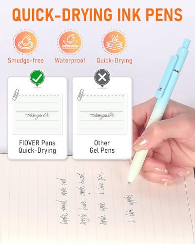 FIOVER Gel Pens, 5pcs Black Ink Medium Point 0.7mm Smooth Writing Pens with Comfort Grip, Aesthetic Ballpoint for Journaling School Office Supplies, Gifts for Women Men(5PCS Gradient Black Ink) - color: 5PCS Gradient Black Ink