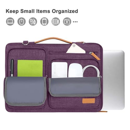 MOSISO 360 Protective Laptop Shoulder Bag,13-13.3 inch Computer Bag Compatible with MacBook Pro 14, HP, Dell, Lenovo, Asus Notebook,Side Open Messenger Bag with 4 Zipper Pockets&Handle, Argyle Purple - color: Argyle Purple, size: 13.3 inch