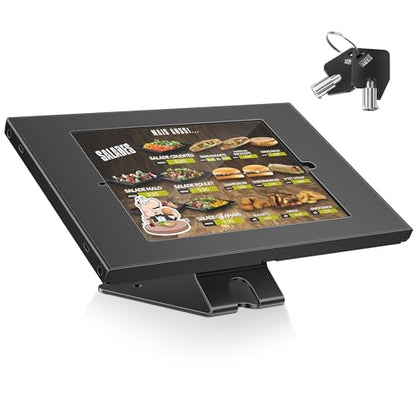 AboveTEK Anti-Theft Tablet Stand – iPad Locking & Security Stand, Countertop & Wall Mount POS Stand, 360° Swivel Kiosk Stand for iPad/iPad Air/iPad Pro – Ideal for Retail Business (Black) - color: Black