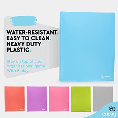 Plastic Folders with Pockets and Prongs Blue - Two Pocket Folder with Brads - 3 Prong Folders with Pockets for Letter Size Sheets, Also Available in Purple, Green, Red, Pink, and Grey, 1 Pc –by Enday - color: Blue, size: 1