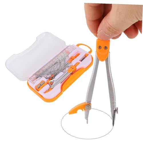 jojofuny Metal Compass Geometry Drawing Kit 10pcs Set with Drawing Rulers for Students Exam Math Geometry Tools Random Color