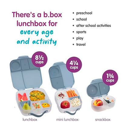b.box Mini Lunch Box Kids | 4.25 Cup Leak Proof Bento Box for Kids Ages 3+ | 3 Compartment Snack Containers, School Lunch Container, Dishwasher Safe, BPA-Free, PFAS-Free - Chill Out - color: Chill Out, size: 1-pack
