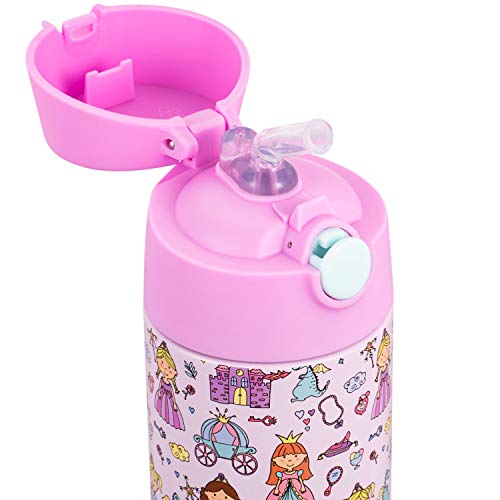 Snug Insulated Kids Water Bottle with Straw & Spout – Double-Wall Stainless Steel, Leakproof, Easy-Flip Lid – For School, Travel, Toddlers & Big Kids - Princess, 12oz - color: Princess, size: 11.8 Ounces