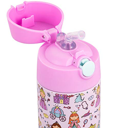 Snug Insulated Kids Water Bottle with Straw & Spout – Double-Wall Stainless Steel, Leakproof, Easy-Flip Lid – For School, Travel, Toddlers & Big Kids - Princess, 12oz - color: Princess, size: 11.8 Ounces