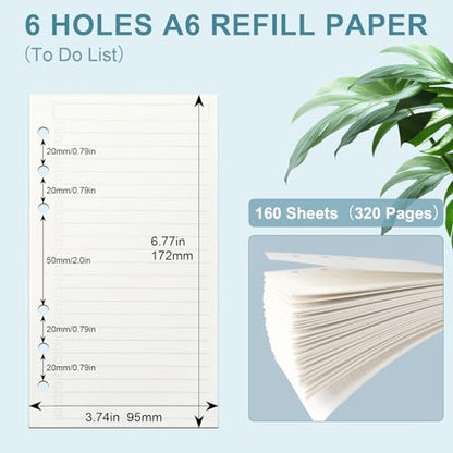 Toplive A6 Refill To Do List, 6 Holes Loose Leaf Paper, 160 Sheets Daily Planner Binder Inserts Lined Refill - style: To Do List 2 Pack