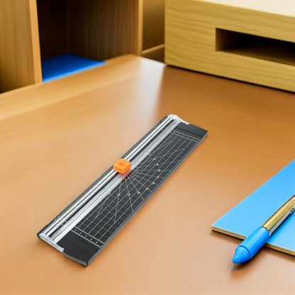 Healifty 2pcs Paper Cutter Mini Foldable Paper Trimmer with Ruler for Precise Photo Edge Cutting Lightweight Portable Scrapbooking Tool for Cardstock Labels Black