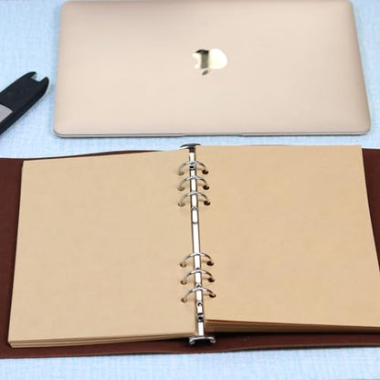 A5 Refill Paper, Unlined Blank Kraft Paper,100GSM Thick Refillable Paper 6 Hole Filler Inserts Loose Leaf Paper,for A5 6 Ring Binder,80 Sheets (160 Pages)(Kraft-Blank-A5) - size: Kraft-Blank-A5