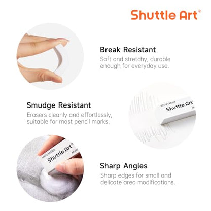 Shuttle Art White Erasers, 120 Pack Erasers Bulk, Smudge Resistant Eraser for Pencils, School Supplies for Kids, Students, Teachers, Office - color: White
