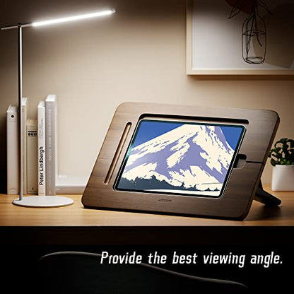 AFOOYO Bamboo Tablet Stand - Portable & Adjustable 5 Angles,Laptop Riser,Book Reading Stand,Compatible with 9.7/10.2/10.5/10.9/11 inches (Walnut Varnish) - color: Walnut, size: M-Fit 9.7/10.2/10.5/10.9/11 inches