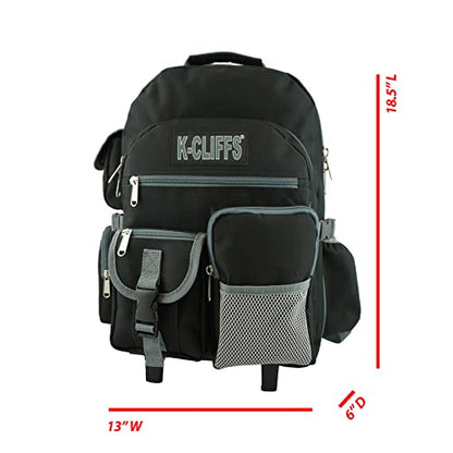 K-Cliffs Heavy Duty Rolling Backpack School Bookbag with Wheels Deluxe Wheeled Daypack - color: Red