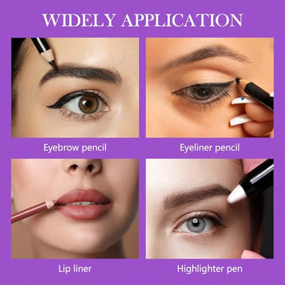 Honoson 2 Pcs 5 Hole Cosmetic Long Point Manual Pencil Sharpener with Plastic Lid Makeup Eyeliner Pencil Sharpener (Purple) - color: Purple