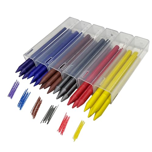 5.6mm Metal Mechanical Pencil Set with Clip Metal Mechanical Clutch Graphite Pencil Lead Pencil and 4pcs Lead For Construction, Draft Drawing, Crafting, Art Sketching (4 colors lead set) - color: 4 colors lead set