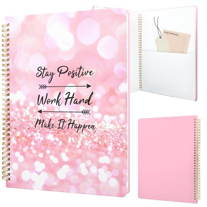 Cute Spiral Notebook journal A4 Aesthetic Pretty Design for Women Girls Kawaii with Pocket, 8.5 x 11 inch, Graph, Positive - color: Positive, style: Graph