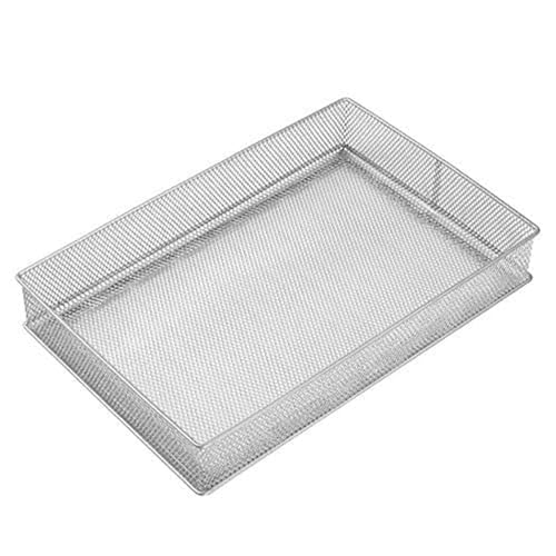 YBM Home Silver Mesh Drawer Organizer and Storage for Kitchen Drawers, Serves as School Supply Holder, Office Desktop Organizer Basket, Makeup and Craft Supplies Organization, (1 Unit, 8x12x2 Inch) - size: 8x12x2 inch
