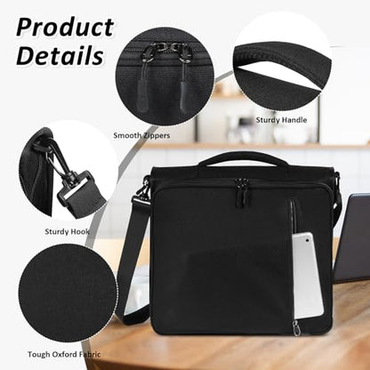 2 Inch 3 Ring Zipper Binder with Multi-Pocket, 6-Tab Expandable File Folder, Fits 14” Laptop, Zipper Bag Fits 500 Sheet Capacity with Handle & Shoulder Strap(Black) - color: Black