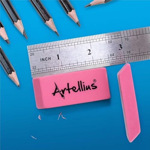 Artellius Pink Erasers | Latex & Smudge Free | Bulk School Supplies | Classrooms, Teachers, Homeschool, Office, Art Class | Large Size (Pack of 100) - size: 100 pack