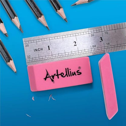 Artellius Pink Erasers | Latex & Smudge Free | Bulk School Supplies | Classrooms, Teachers, Homeschool, Office, Art Class | Large Size (Pack of 100) - size: 100 pack