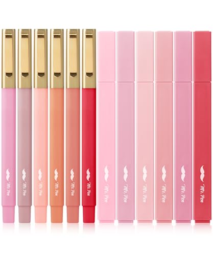 Mr. Pen- Aesthetic Highlighters and Ballpoint Pens No Bleed, 12 Pack | Shades of Pink, Bible Highlighters and Pens No Bleed, Fast Dry and No Smear for Bible Journaling, Planner, School Supplies - color: Shades of Pink, size: 12 Pack