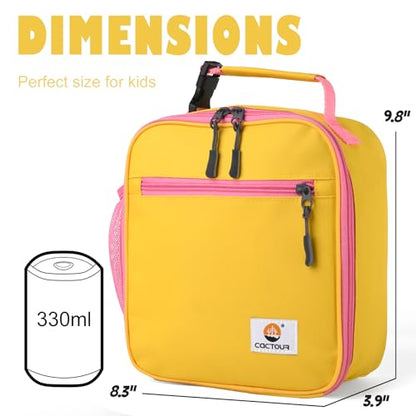 CaCTOUR Lunch Box Kids,Premium Insulated Lunch Bag for Girls Boys,Soft Bag Mini Cooler Back to School Thermal Reusable Lunch Bag for Work School Picnic (Yellow) - color: B-Yellow