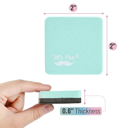 Mr. Pen- Mini Magnetic Dry Erase Erasers, 2" x 2", 24 Pack, Green | Small Magnetic Whiteboard Dry Erase Erasers Bulk for Kids, Teachers, Students and Classroom Supplies - color: Green, size: Square