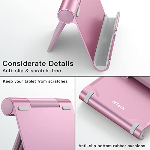 JETech Foldable Tablet Stand for 4-11" Tablets and Phones, Rose Gold | Adjustable Portable Desktop Holder, Foldable Dock for iPad/iPad Pro/Air/Mini, Galaxy Tab A8/A7 Lite/A7/S8/S7, Kindle, etc - color: Rose Gold