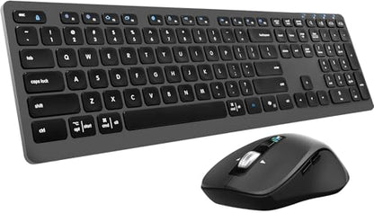 Wireless Keyboard Mouse Combo, Scissor-Switch Keys, 2-in-1 USB Receiver and Two Bluetooth, Multi Device Silent Design for Computer, Laptop, MacBook and iPad (Graphite) - color: Graphite