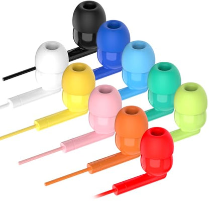 30 Pack Kids Earbuds Bulk for Classroom School Students Children Toddler Teens Boys Girls,Individually Bagged(HTC003,Mixed Colors) - size: 30 PACK