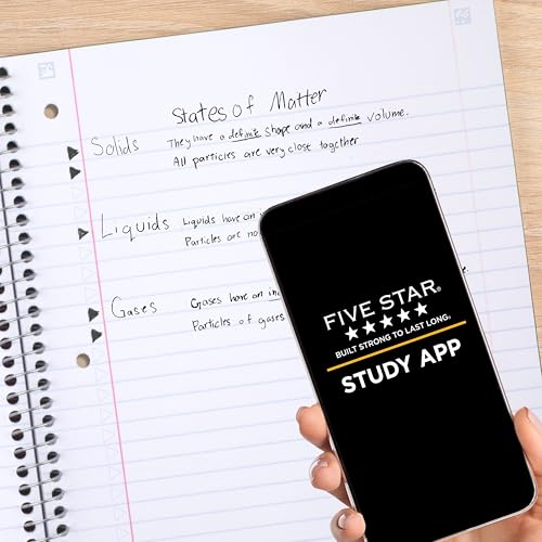 Five Star Spiral Notebook + Study App, 5 Subject, Wide Ruled Paper, 8" x 10-1/2", 200 Sheets, Fights Ink Bleed, Water Resistant Cover, Tidewater Blue (73196) (Pack of 6) - color: Blue, size: 8" x 10.5" (Pack of 6)