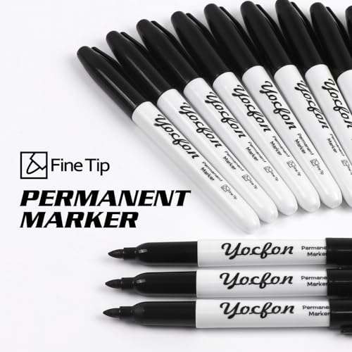 Permanent Markers, 72 Count Black Permanent Markers Set, Fine Tip, Waterproof Markers, Works On Plastic, Wood, Stone And Metal For Doodling, Marking