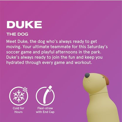 asobu Bestie Bottle Insulated Stainless Steel Water Bottle with Detachable Soft Animal Head Fun Drinking For Kids and Teens with Flexible Reusable Straw 16 Ounce - color: Dog bottle