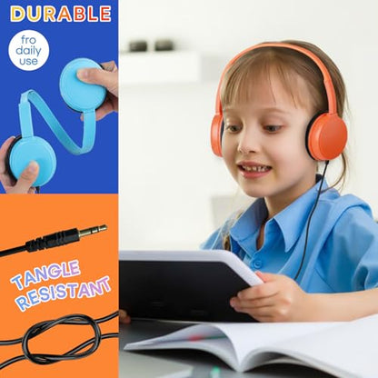 Kids Headphones 5 Pack Bulk Multi-Color for School Classroom Students Children and Adult（Durable Wired Headsets） - size: 5 Pack