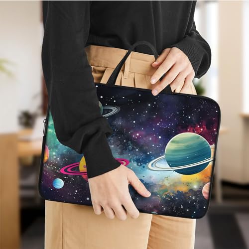 Laptop Sleeve Bag with Handle Computer Protective Soft Cover Case for 14 Inch 13 Inch Laptop,Colorful Planet - color: Colorful Planet