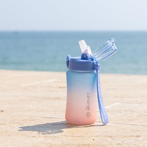 OLDLEY Kids Water Bottle for School, 12 oz (2 lids) BPA-Free Reusable Leak-proof Durable Tritan Plastic Water Bottles with Straw & Chug Lids, Anti-dust Spout Cover (Dreamland) - color: Dreamland, size: 12 Ounces
