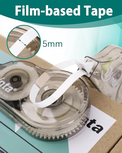 Dynta Correction Tape 28 Pack, White Mistake Out, Transparent Dispenser, 1/5 Inch X 32.8 Ft (5mmx10m), Correction Supplies Ergonomic Design Instant Fixes
