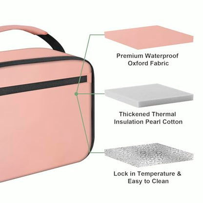 Kids Lunch Box for Boys Girls Lunch Bag Insulated Durable Lunchbox Children Lunch Tote Bag for School Pink - color: Pink