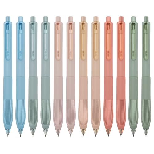 Linbsunne Gel Pens Black Ink Pens for Office 0.5mm Fine Point Pens Smooth Writing Retractable Work Pen (Macaron 12 pcs) - color: Macaron 12pcs