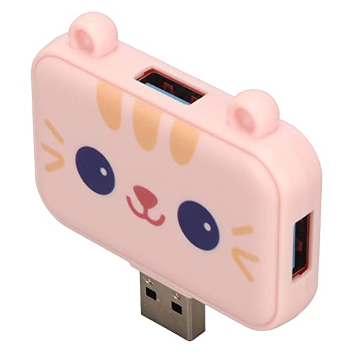 3 in 1 Cute USB Hub, USB A to USB3.0 and USB2.0X 2 Adapter, 5Gbps Multiport USB Docking Station, USB Data Splitter, for Laptop and PC, Girls Student Gift ()