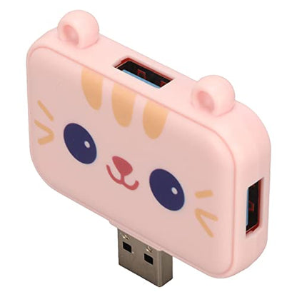 3 in 1 Cute USB Hub, USB A to USB3.0 and USB2.0X 2 Adapter, 5Gbps Multiport USB Docking Station, USB Data Splitter, for Laptop and PC, Girls Student Gift ()